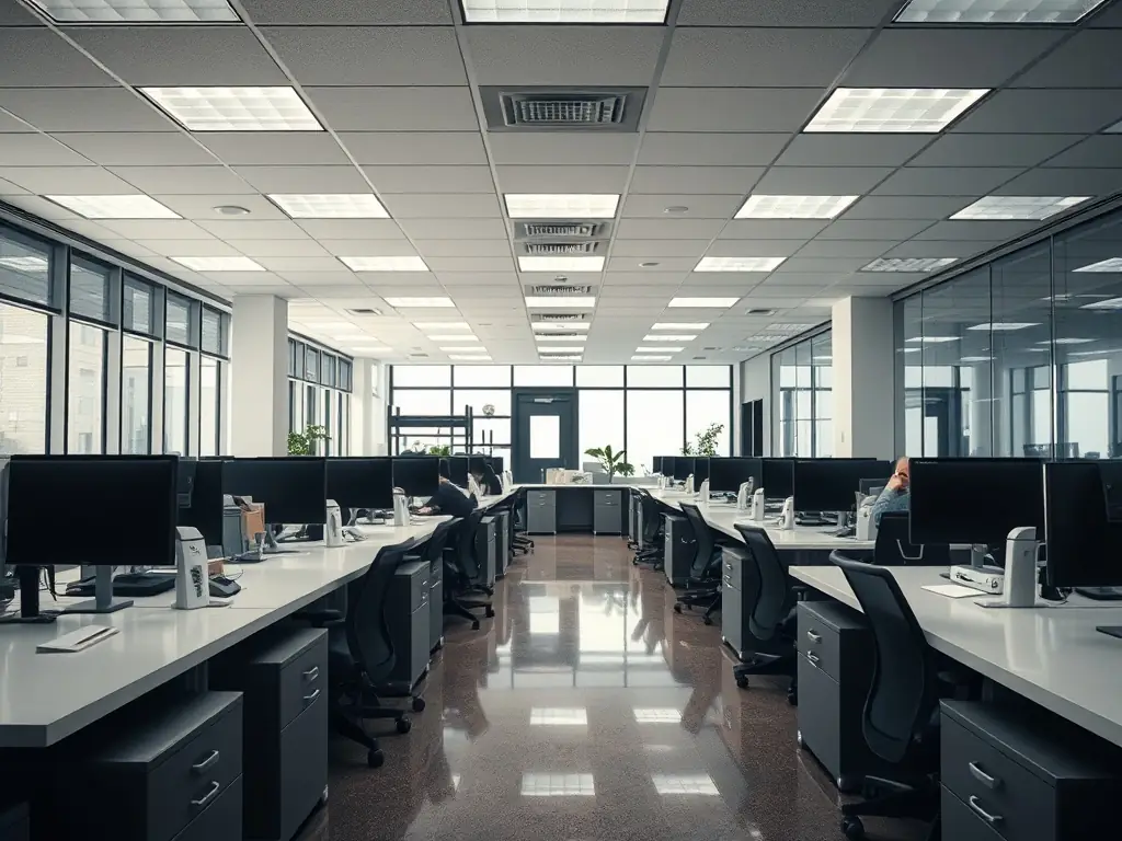 A professional office space showcasing gleaming surfaces and organized workstations, representing Sea Shine Florida Cleaners LLC's commercial cleaning service.